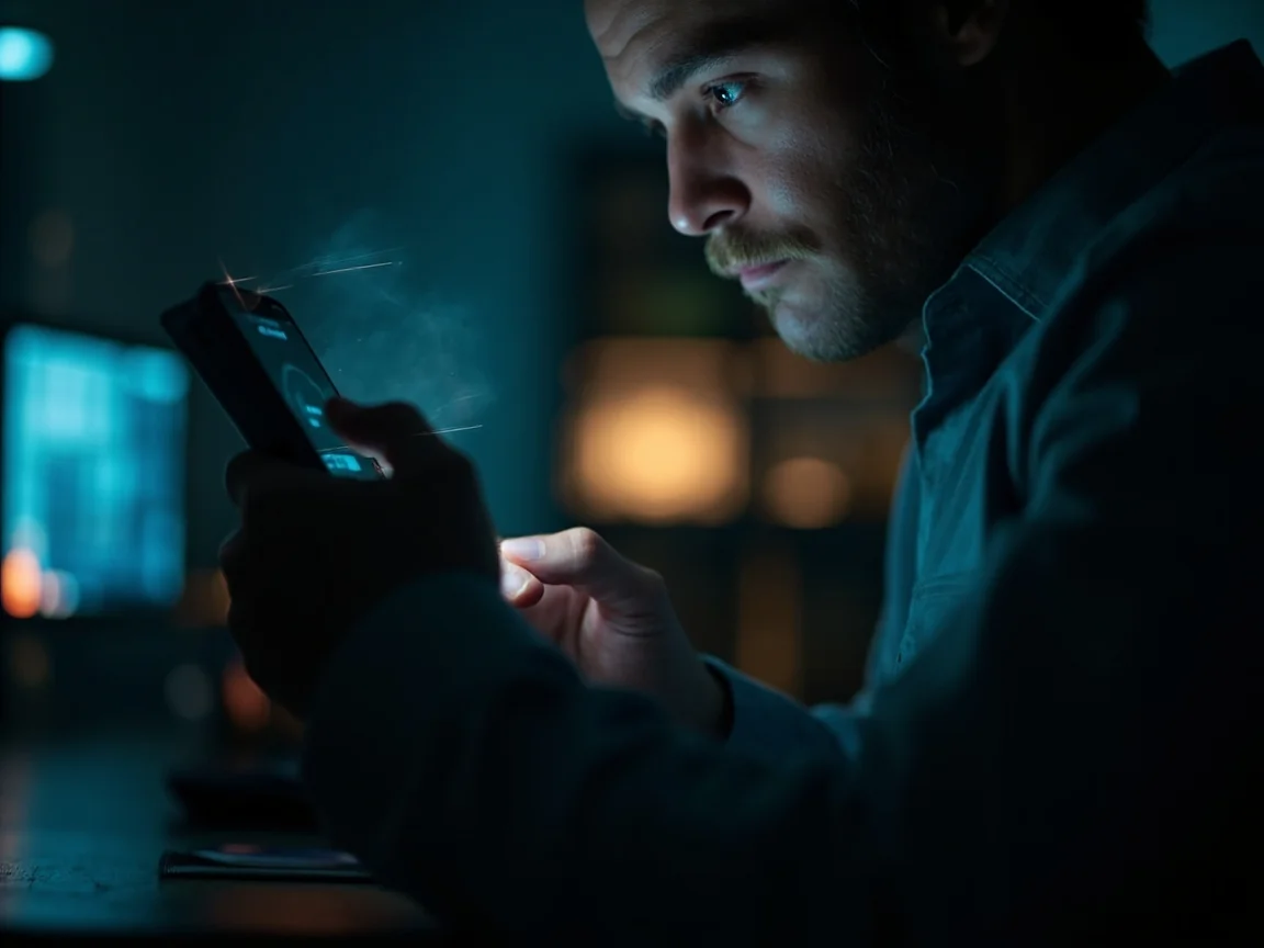 A phone screen showing a device security scan running on a downloaded APK