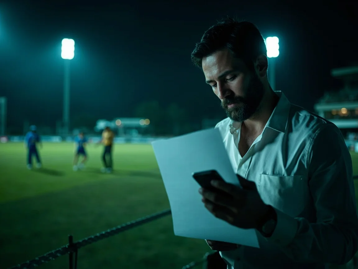 A team sheet on a clipboard showing the confirmed playing XI for an evening match