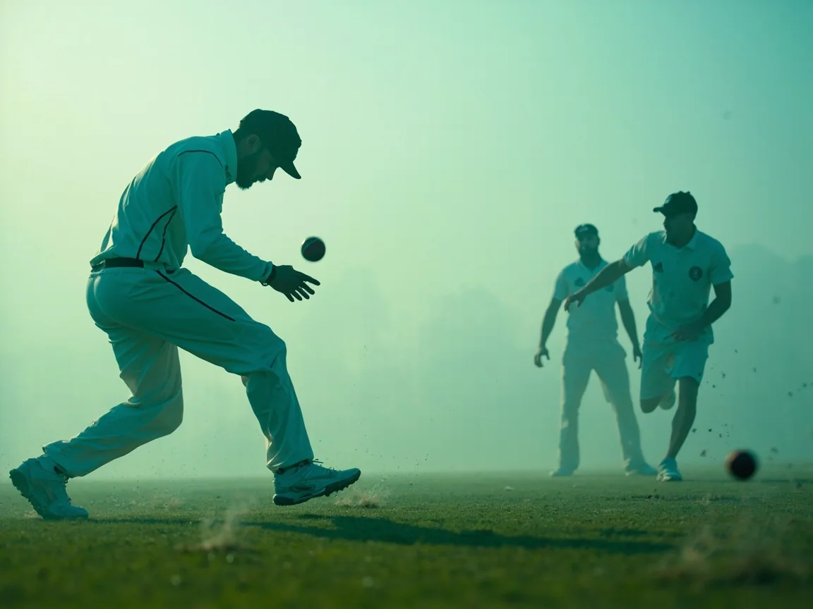 An IPL squad performing fielding drills during an evening training session